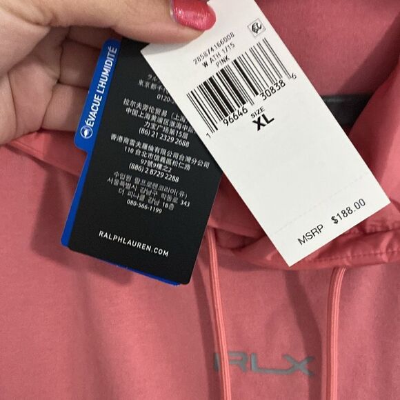 NWT-RLX- Ralph Lauren-Hybrid Performance Fleece Hoodie Desert Rose- Size XL - Picture 10 of 14